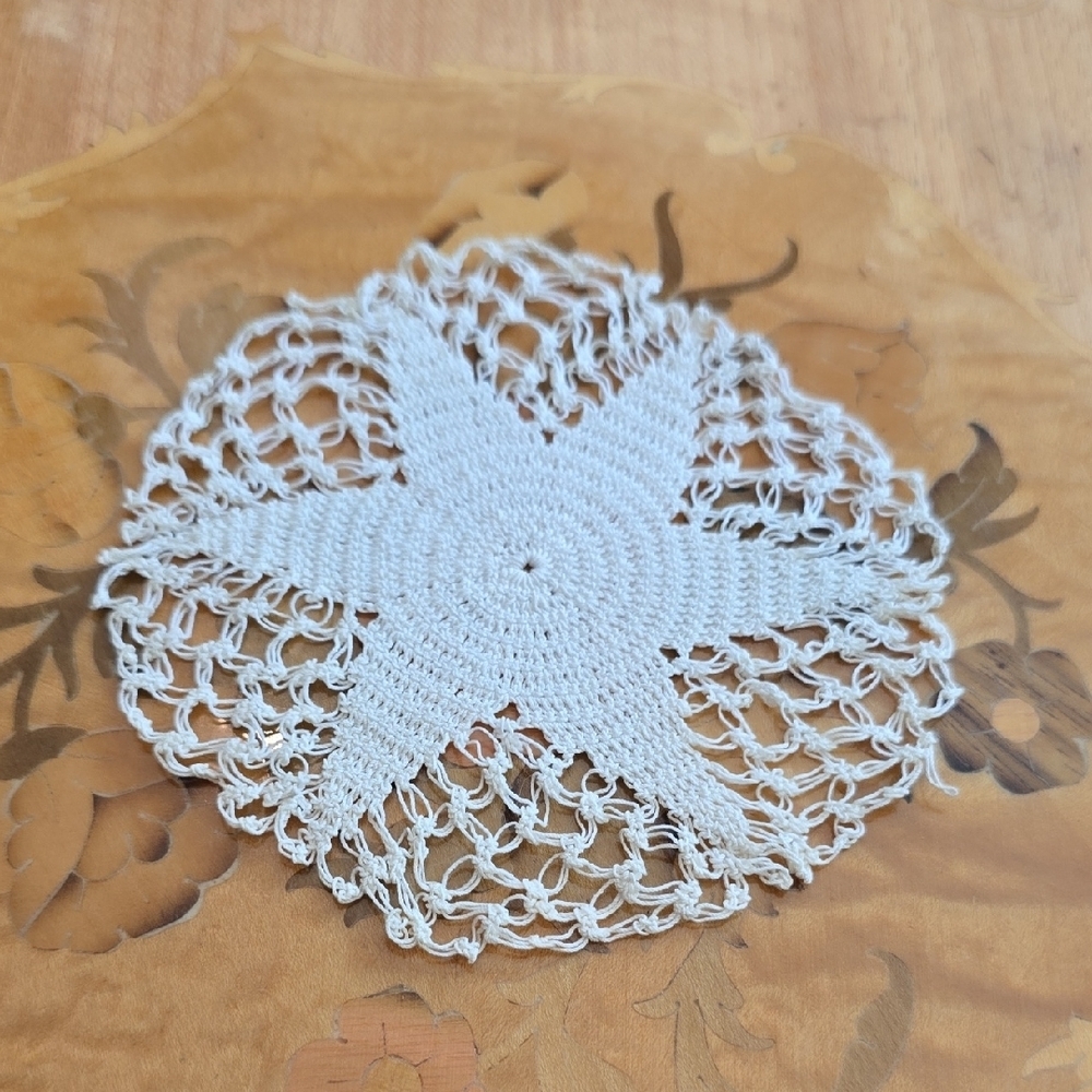 Handmade Vintage Crochet Doily, 6 Pointed Star​​
